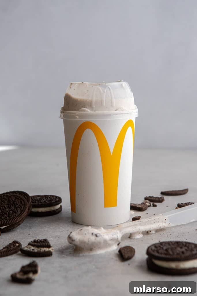 McDonald's Copycat Single Serve Oreo McFlurry 8 Single serving of homemade Oreo McFlurry in a glass