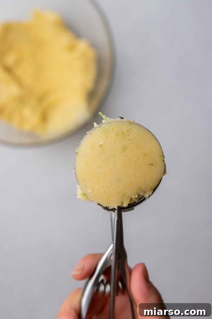 Close-up of lime cookie dough texture