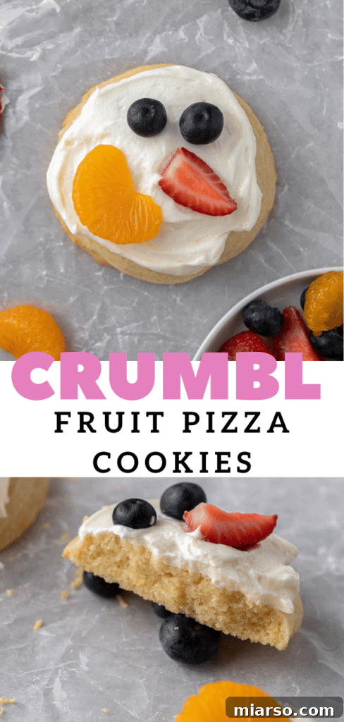 Fruit pizza cookies made from scratch with lemon frosting