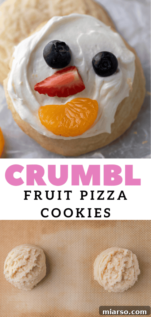 Cream cheese frosted cookies with fresh fruit toppings