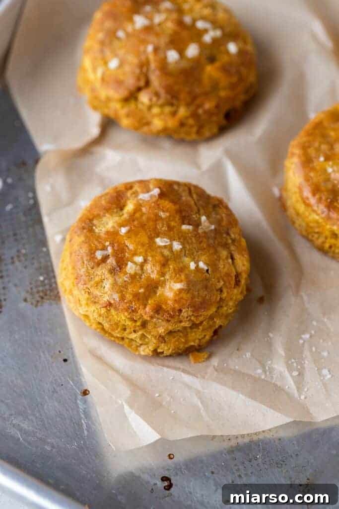 Buttery, flaky pumpkin biscuits perfect for one or two