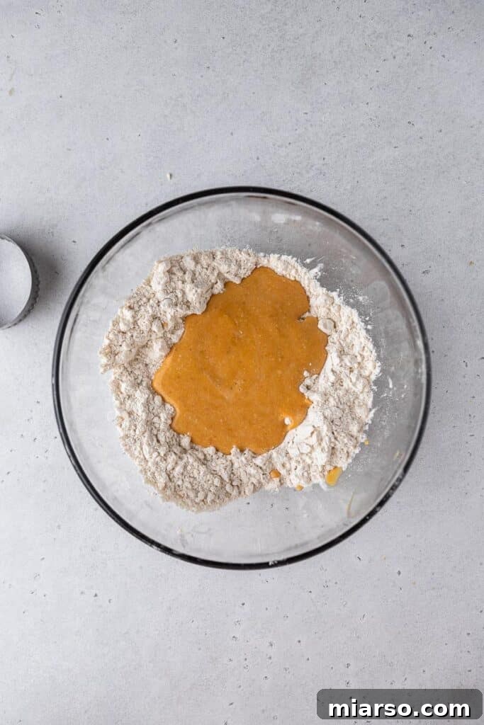 Pumpkin buttermilk dough starting to form