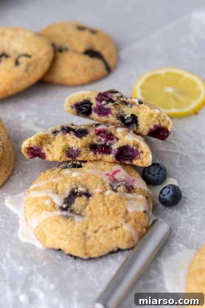 Bakery-Style Soft Blueberry Crumb Cake Cookies 11 Inside of the CRUMBL blueberry crumb cake cookies