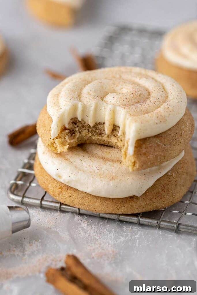 CRUMBL Snickerdoodle Cupcake Cookies, frosted with cream cheese and cinnamon sugar