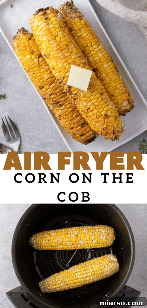 Air Fryer Golden Corn Cobs 11 Air fryer corn on the cob with butter and seasoning