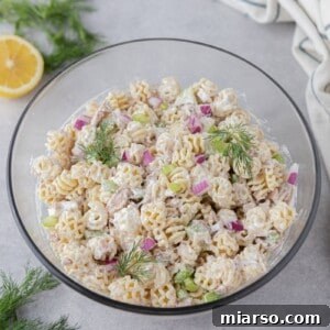 Tuna pasta salad on a plate