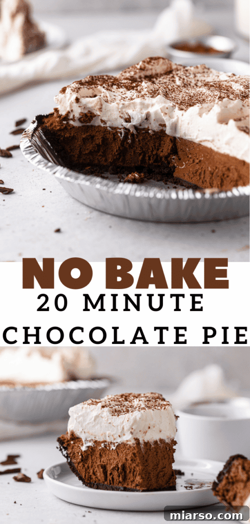 A beautifully presented chocolate pie with an Oreo crust, optimized for Pinterest.