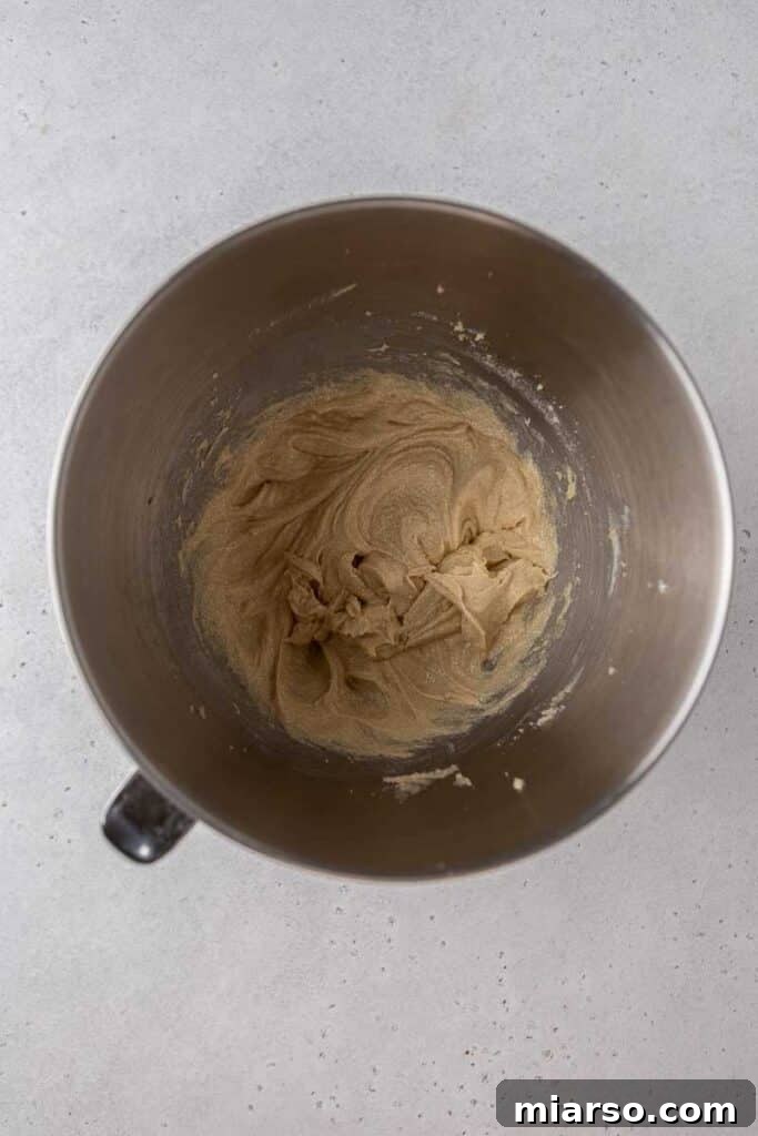 Butter and eggs mixed in a bowl