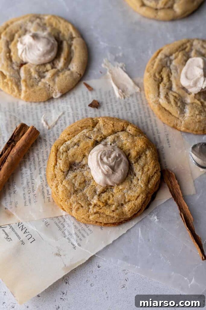 Overhead shot of two frosted cinnamon fry bread cookies