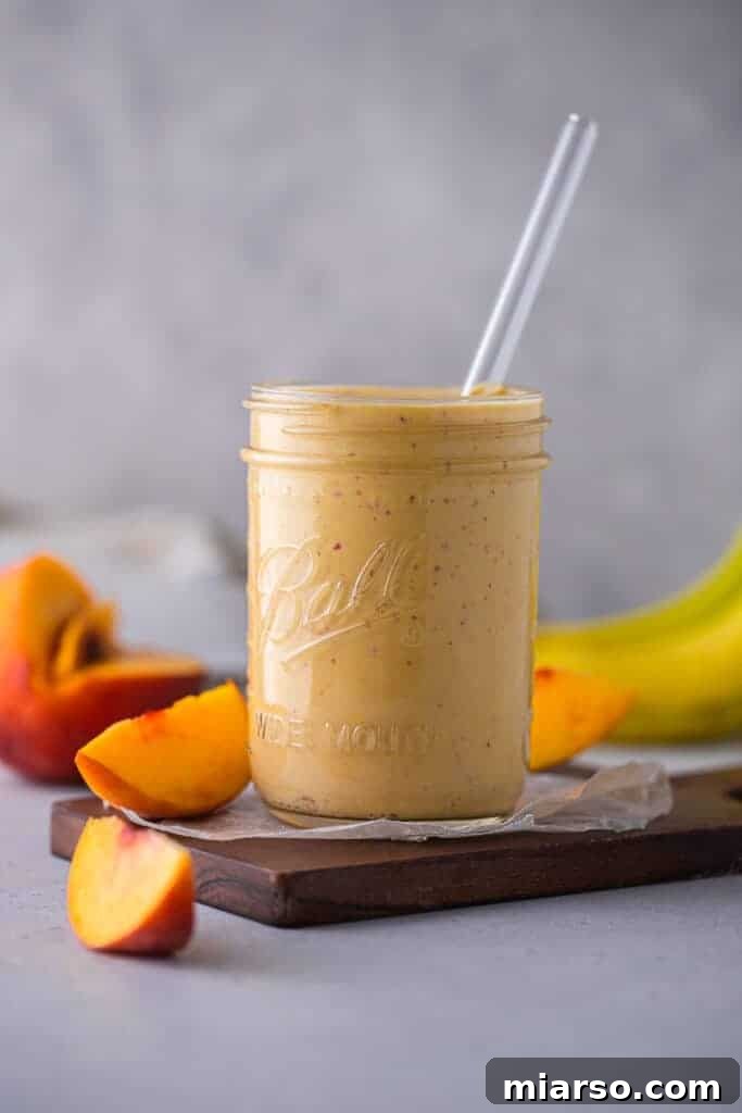 4-ingredient banana peach smoothie