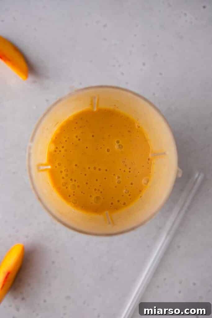 Blended smoothie in a blender