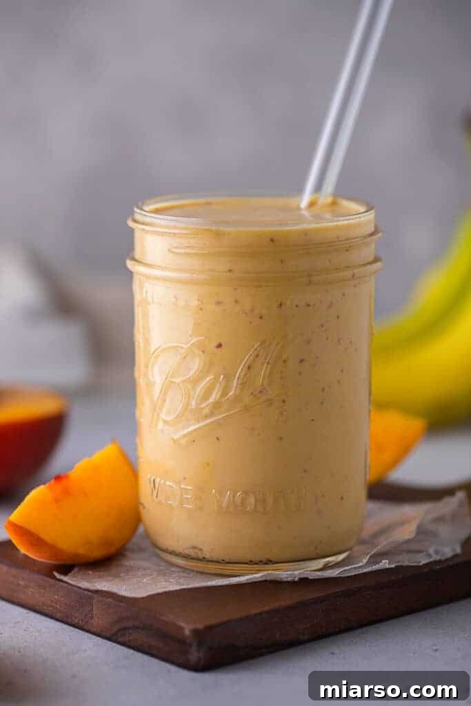 4-ingredient banana peach smoothie