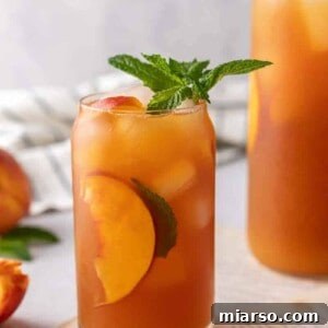 Peach tea over ice