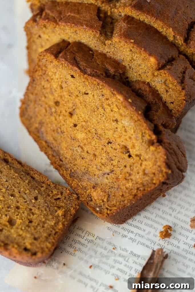 Sliced banana pumpkin bread