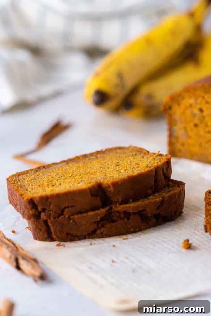 Stacked pumpkin banana bread