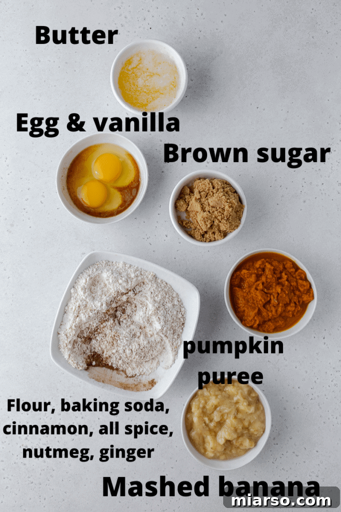 ingredients for pumpkin banana bread recipe
