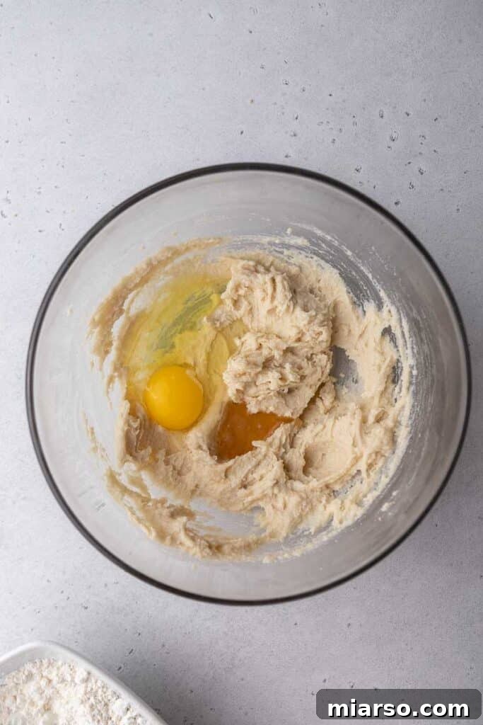 Creamed butter and egg