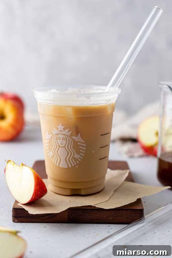 Starbucks Apple Crisp Macchiato 20 Apple crisp macchiato in a Starbucks-style cup