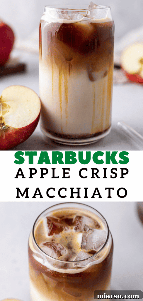 Starbucks Apple Crisp Macchiato 24 Pinterest graphic for Starbucks fall drinks