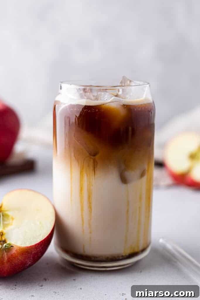 Starbucks Apple Crisp Macchiato 7 Layered Starbucks Macchiato showing milk, syrup, and espresso