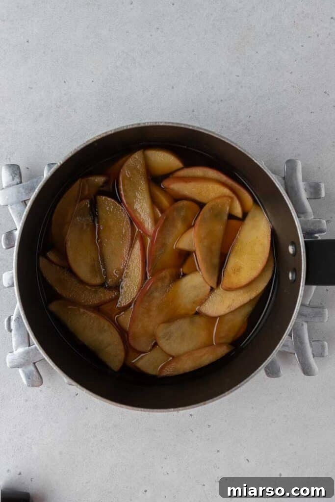 Starbucks Apple Crisp Macchiato 9 Apple brown sugar syrup simmering on the stove