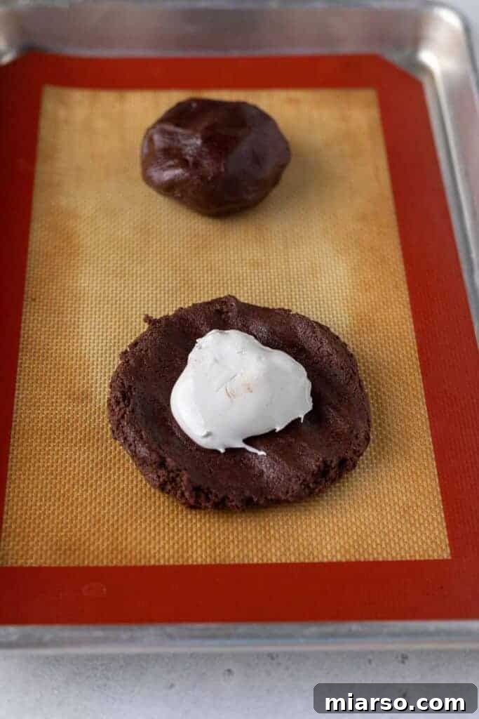 chocolate cookie dough on baking sheet