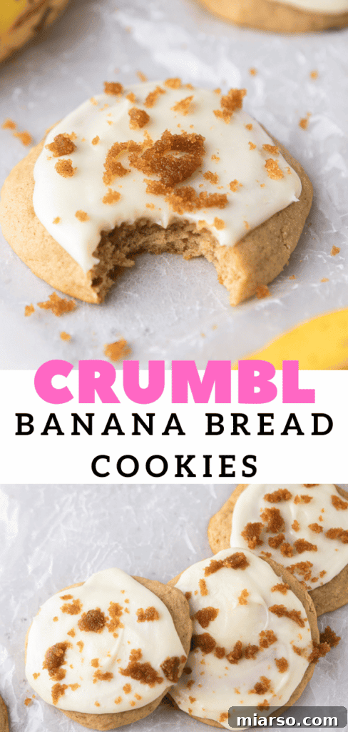 Collection of Crumbl banana bread cookies beautifully arranged.