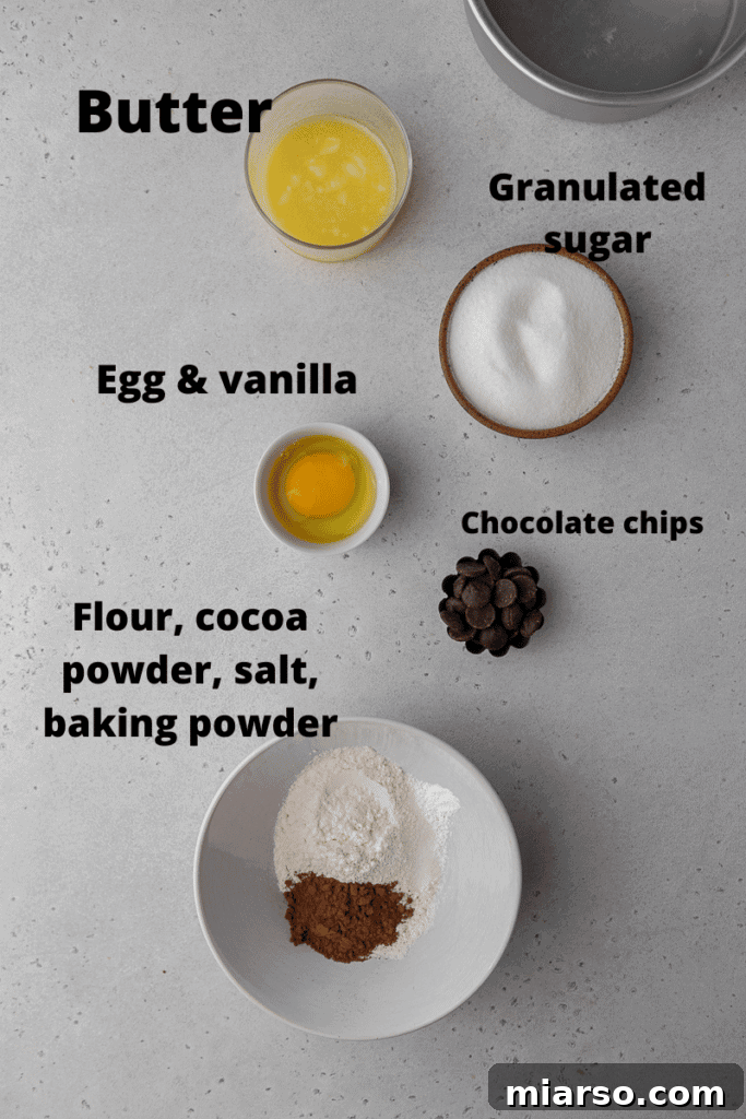 A selection of ingredients for air fryer brownies