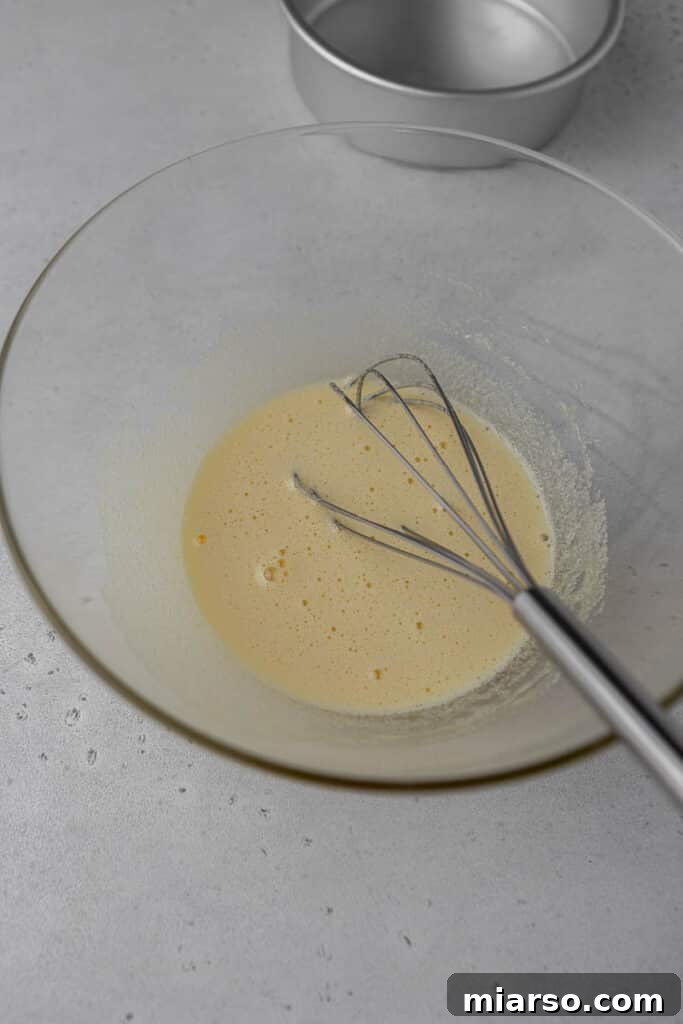 Creamy egg and sugar mixture
