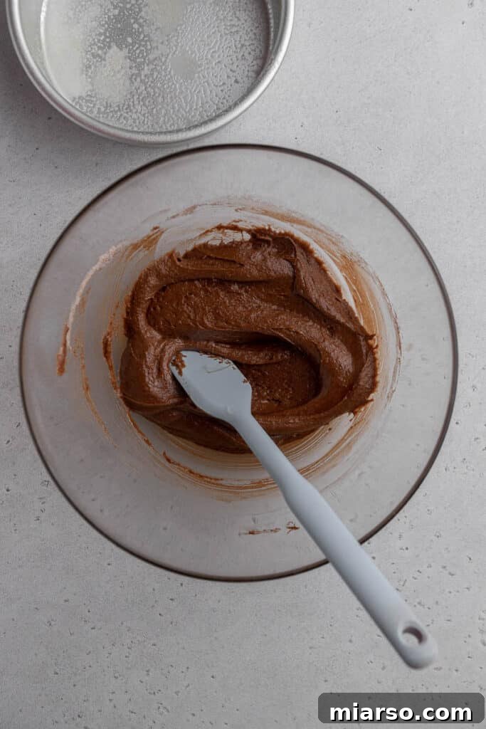 Brownie batter in a mixing bowl