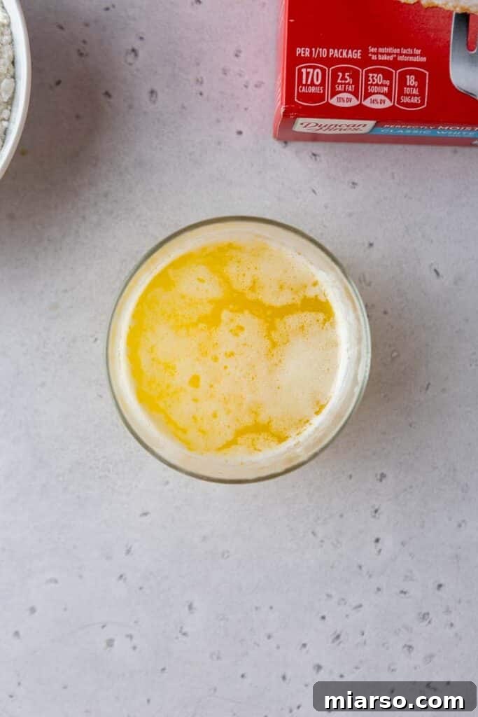 Melted butter to make cake mix taste better