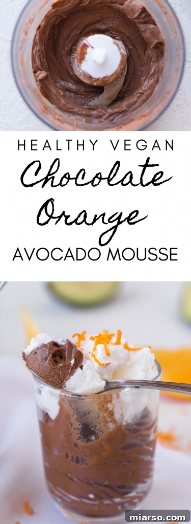 Pin for healthy vegan chocolate orange avocado mousse