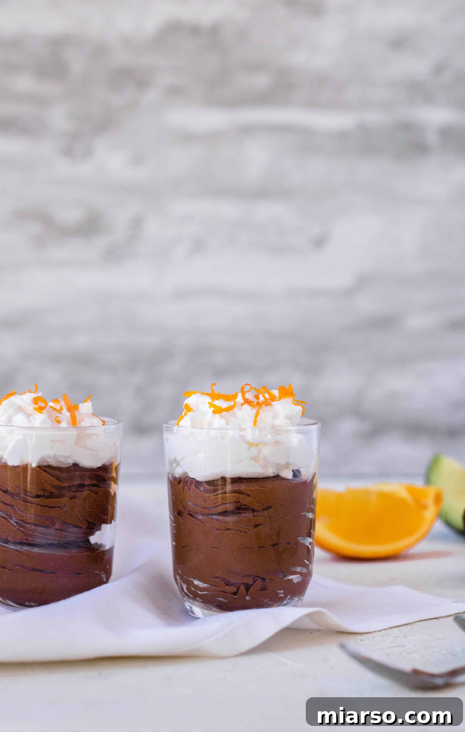 Vegan chocolate orange mousse for valentine's day