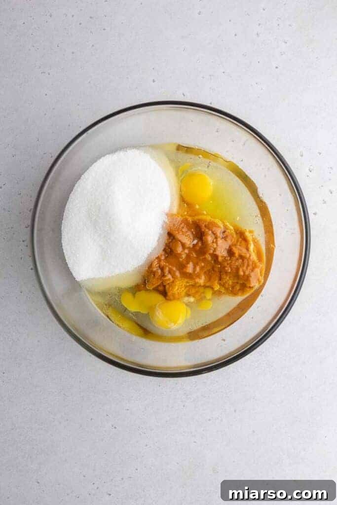 Wet ingredients in a bowl