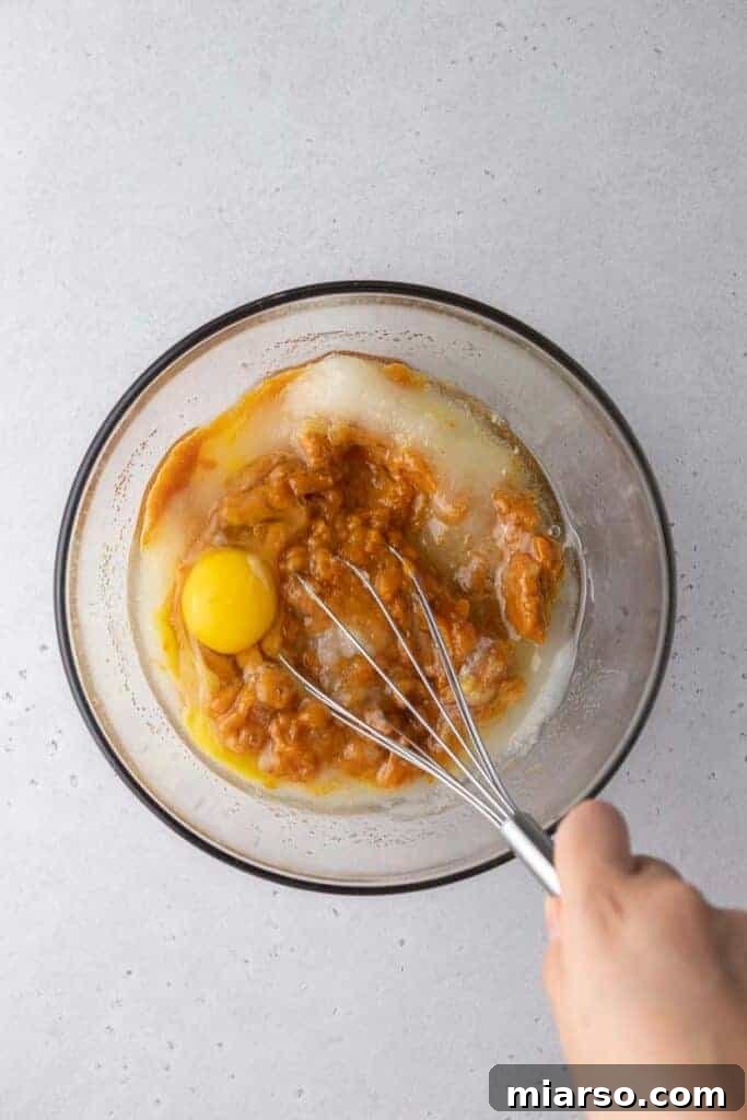 Wet ingredients in a bowl
