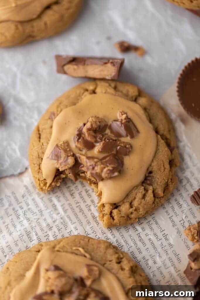 Crumbl's Ultimate Reese's Peanut Butter Cookie 9 Overhead shot of Crumbl peanut butter cookies