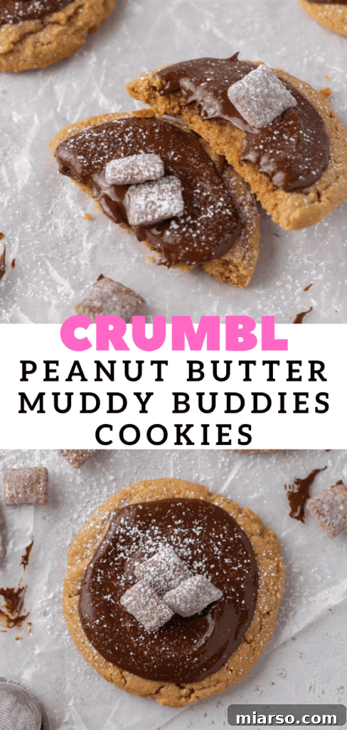 Homemade Crumbl Muddy Buddies cookies, a must-try copycat recipe.