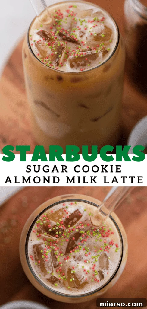 Sweet Almond Sugar Cookie Bliss Starbucks Style 10 Close-up of a Starbucks seasonal drink, highlighting the festive sprinkles and inviting texture.
