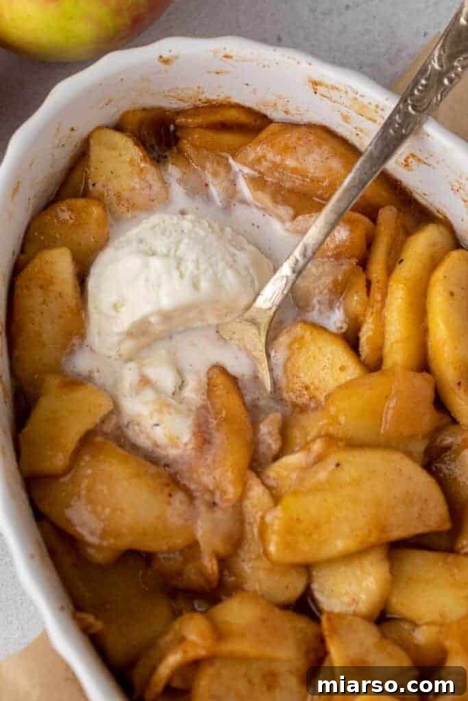 Overhead apple dessert, simple cinnamon baked apples.
