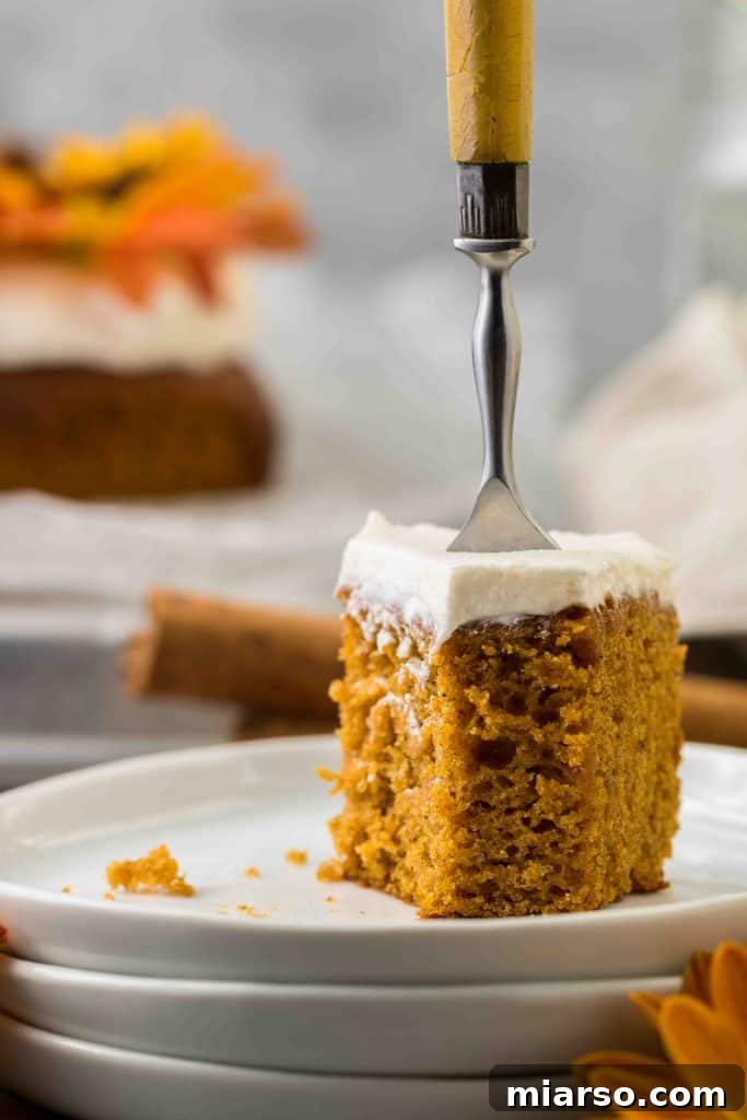 Pumpkin sheet cake, an easy 8x8 inch recipe.
