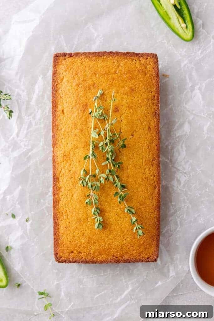 Small batch corn bread in loaf pan, an easy homemade side.