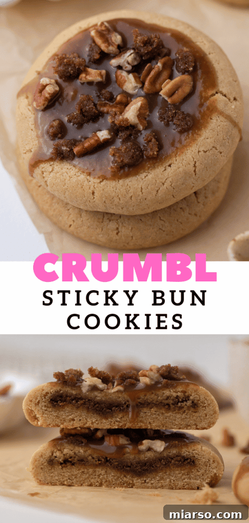 Crumbl Sticky Bun Cookie Perfection 19 Stack of Crumbl Sticky bun cookies
