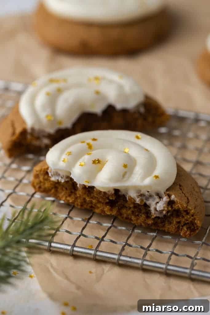 Cream cheese frosted gingerbread cookies