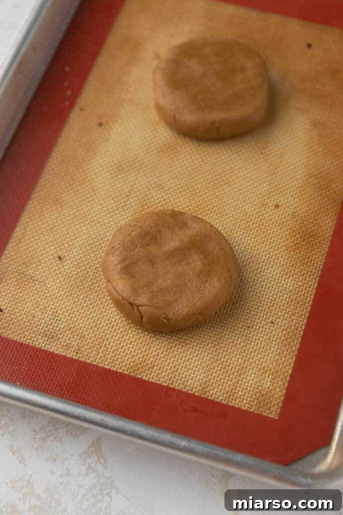 Cookie dough on a baking sheet