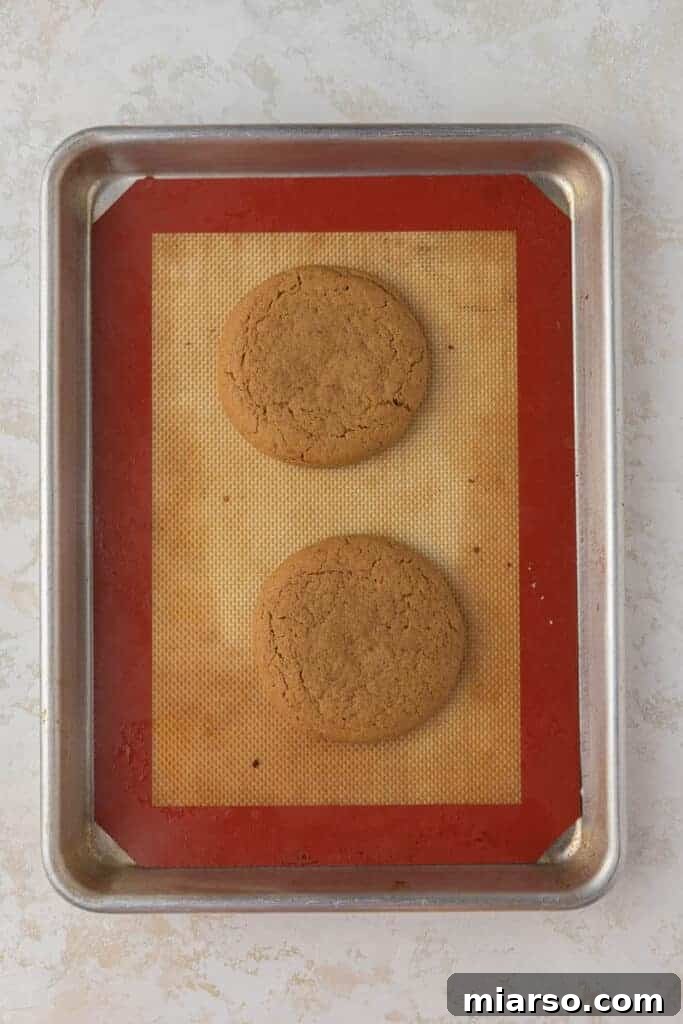 Baked spiced cookies on a baking sheet