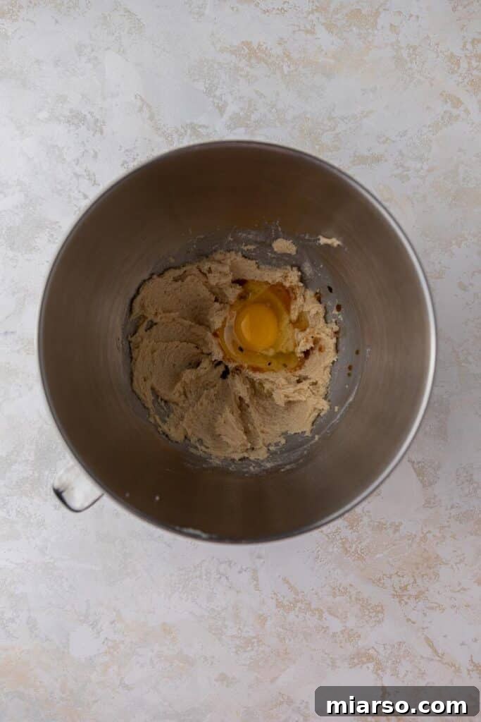 Creamed egg, sugar and butter in mixing bowl