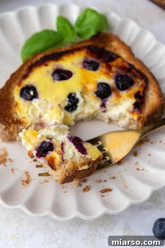 Air fryer custard toast with blueberries