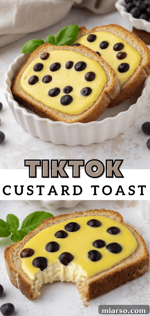 Vertical Pinterest image for TikTok Custard Toast
