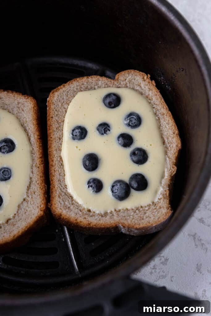 Yogurt toast being placed in air fryer