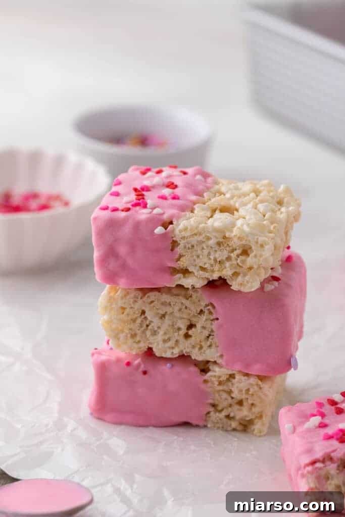 Stack of Chocolate covered Rice Krispie treats